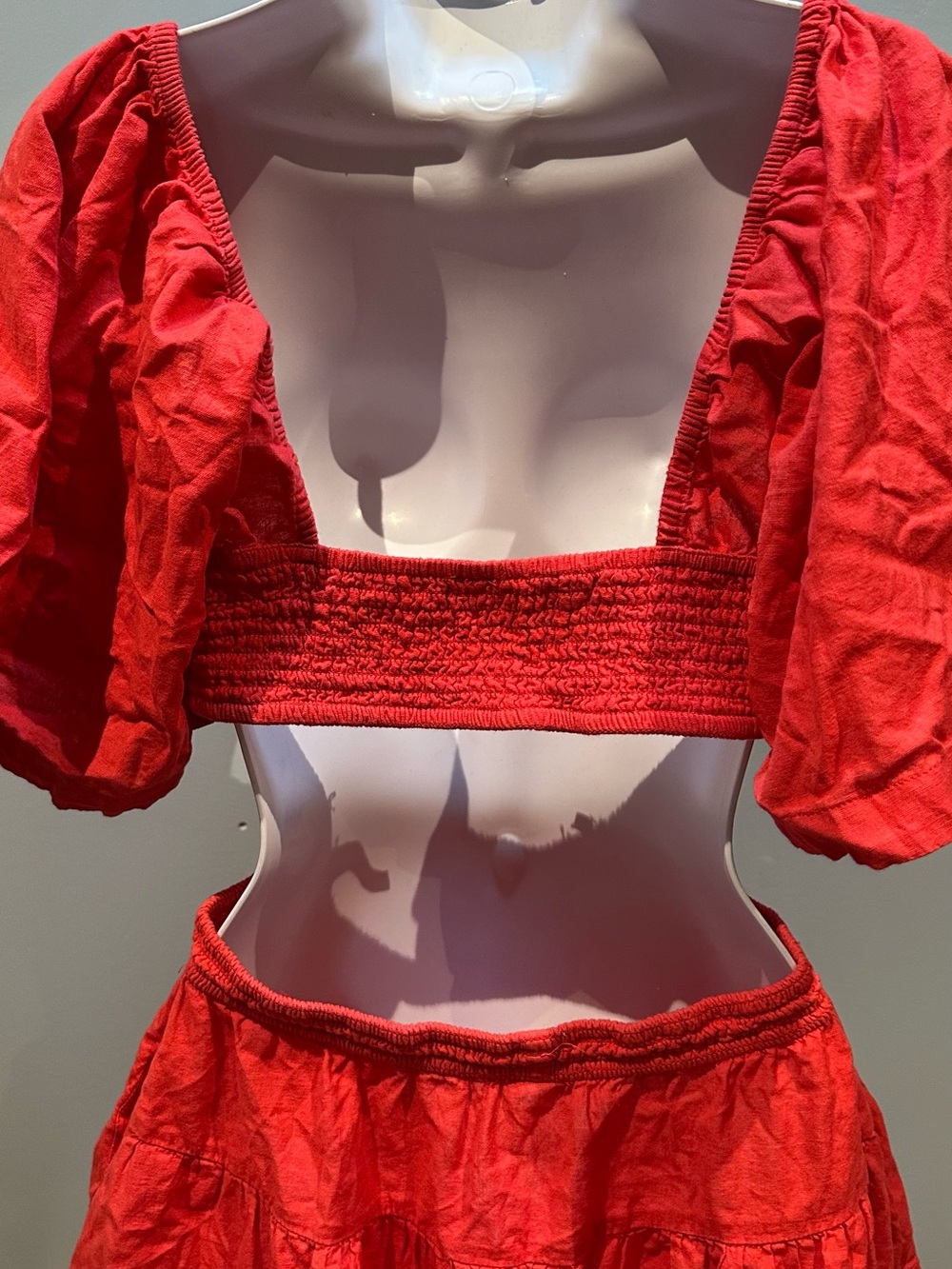 Free People | Cross of Sunlight Linen Blend Mini Dress with Pockets Red | Small - Picture 12 of 15